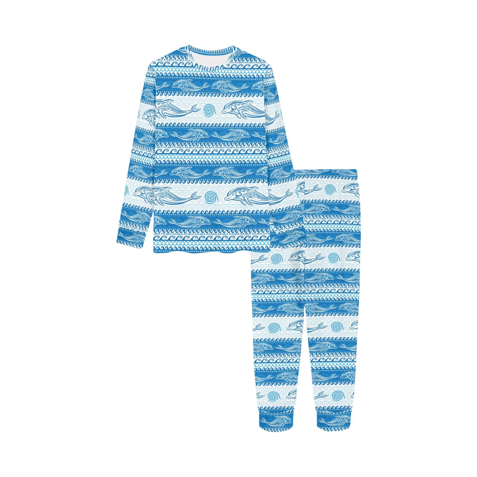 Dolphin Tribal Pattern background Kids' Boys' Girls' All Over Print Pajama Set