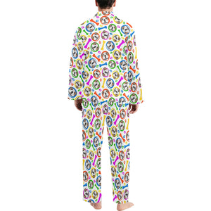 English Bulldog Pattern Print Design 05 Men's Long Pajama Set