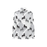 Horse Pattern Women's Long Sleeve Polo Shirt