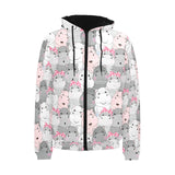 Hippopotamus Pattern Print Design 03 Men's Padded Hooded Jacket(ModelH42)