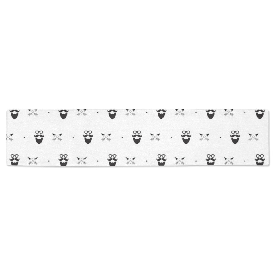 Mustache Beard Pattern Print Design 01 Table Runner