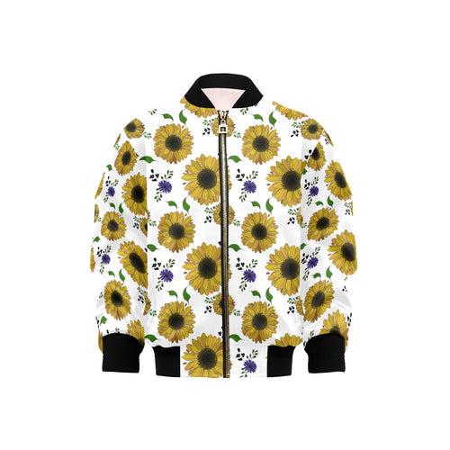 Sunflower Pattern Background Kids' Boys' Girls' Bomber Jacket