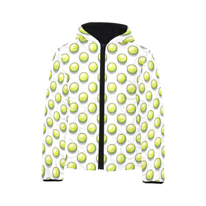 Tennis Pattern Print Design 05 Kids' Boys' Girls' Padded Hooded Jacket