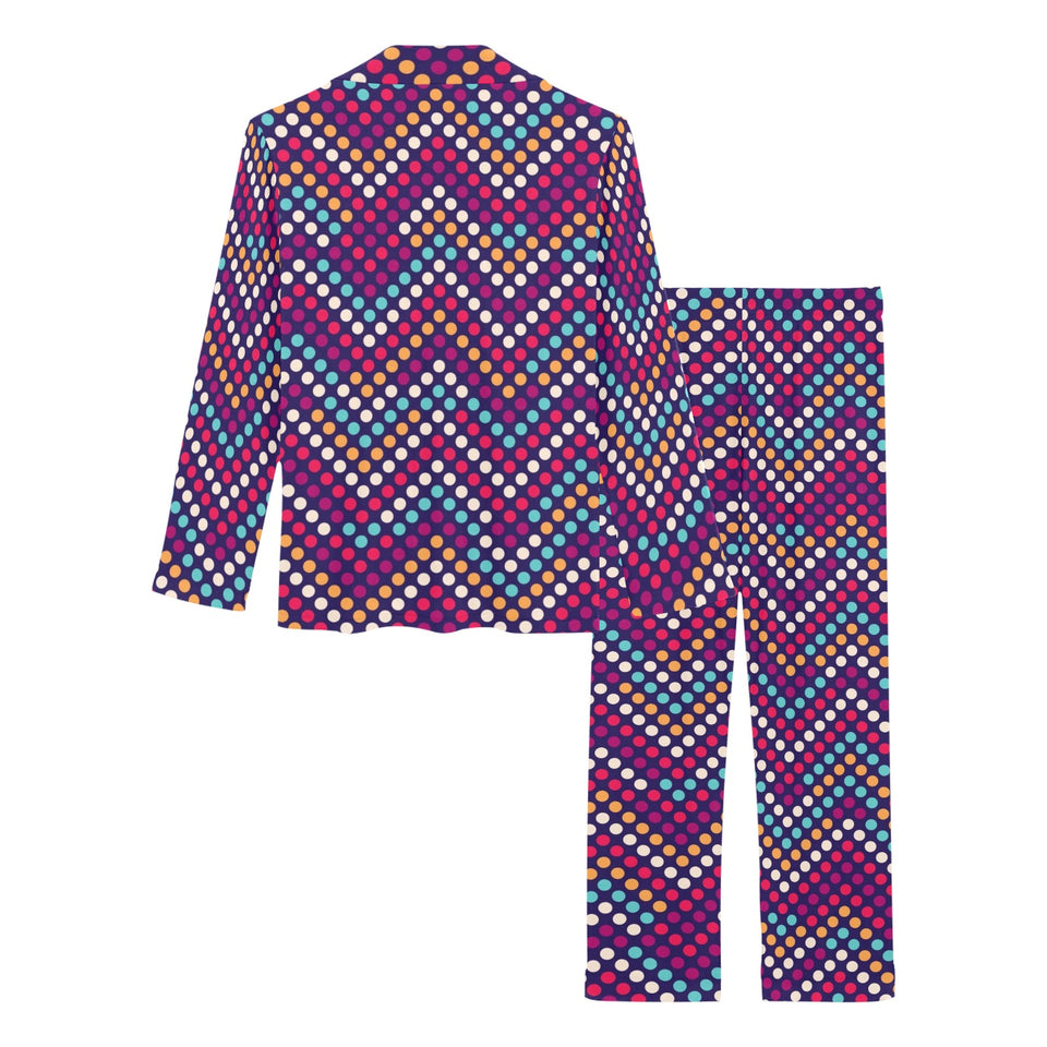 Zigzag Chevron Pokka Dot Aboriginal Pattern Women's Long Pajama Set