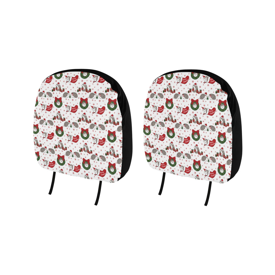 Hedgehog Pattern Print Design 05 Car Headrest Cover