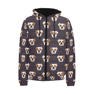 English Bulldog Pattern Print Design 03 Men's Padded Hooded Jacket(ModelH42)