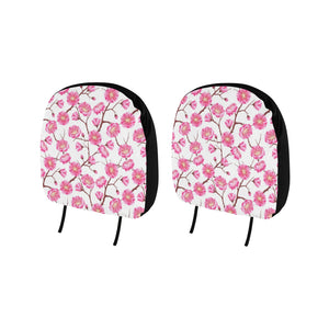 Pink Sakura Pattern Car Headrest Cover