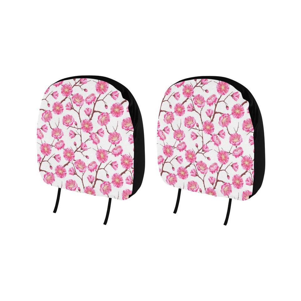 Pink Sakura Pattern Car Headrest Cover