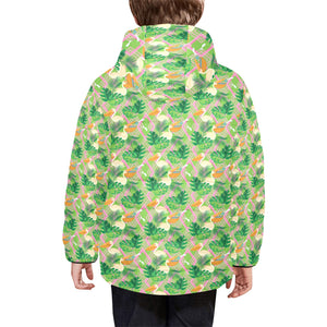 Pelican Pattern Print Design 05 Kids' Boys' Girls' Padded Hooded Jacket