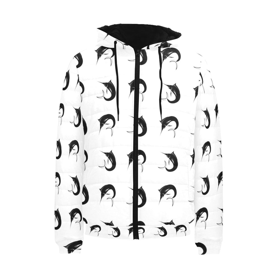 Swordfish Pattern Print Design 01 Men's Padded Hooded Jacket(ModelH42)