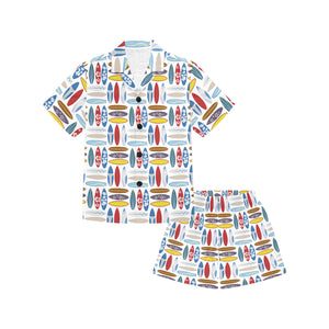 Surfboard Pattern Print Design 02 Kids' Boys' Girls' V-Neck Short Pajama Set