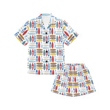 Surfboard Pattern Print Design 02 Kids' Boys' Girls' V-Neck Short Pajama Set