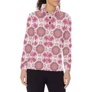 Indian Pattern Women's Long Sleeve Polo Shirt