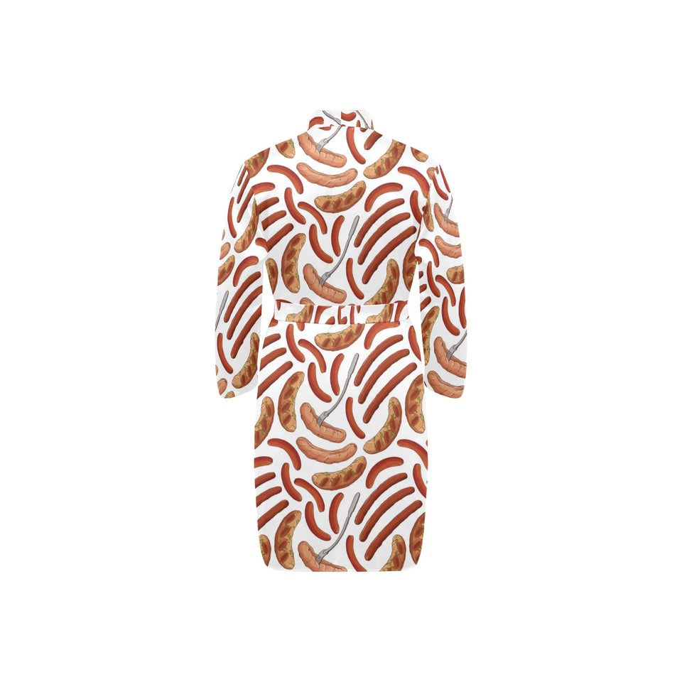 Sausage Pattern Print Design 05 Men's Long Sleeve Belted Night Robe