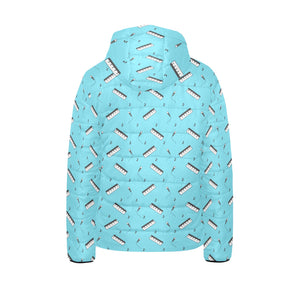 Piano Pattern Print Design 01 Kids' Boys' Girls' Padded Hooded Jacket