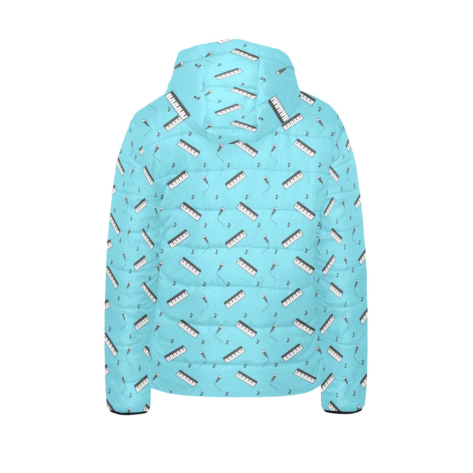 Piano Pattern Print Design 01 Kids' Boys' Girls' Padded Hooded Jacket