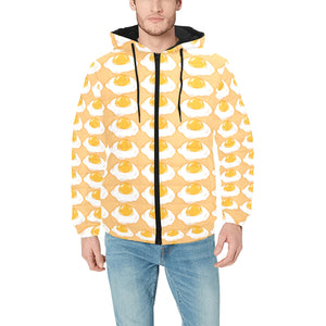 Fried Eggs Pattern Print Design 04 Men's Padded Hooded Jacket(ModelH42)