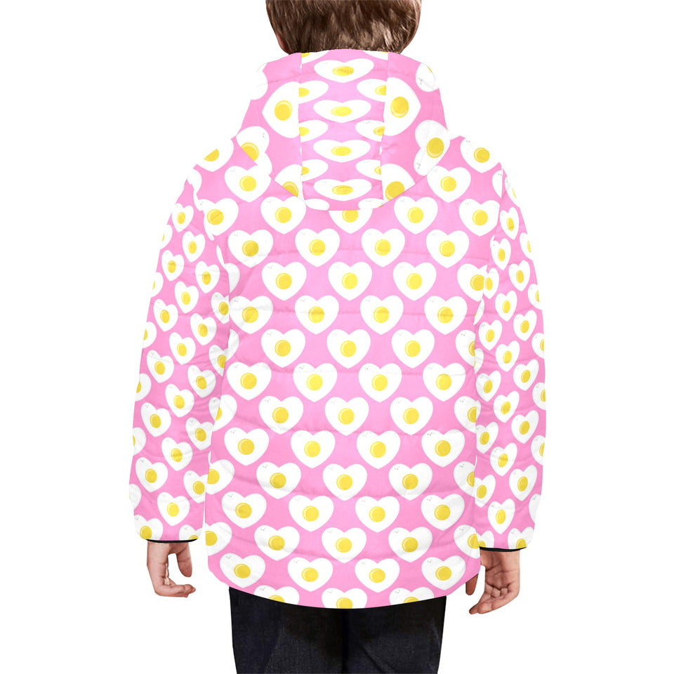 Fried Eggs Pattern Print Design 02 Kids' Boys' Girls' Padded Hooded Jacket