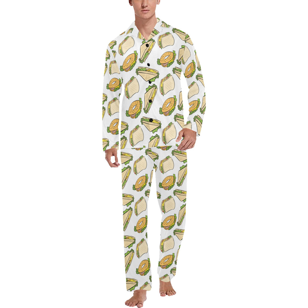 Sandwich Pattern Print Design 05 Men's Long Pajama Set