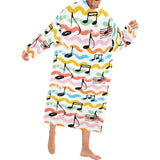 Music Notes Pattern Print Design 01 Blanket Robe with Sleeves