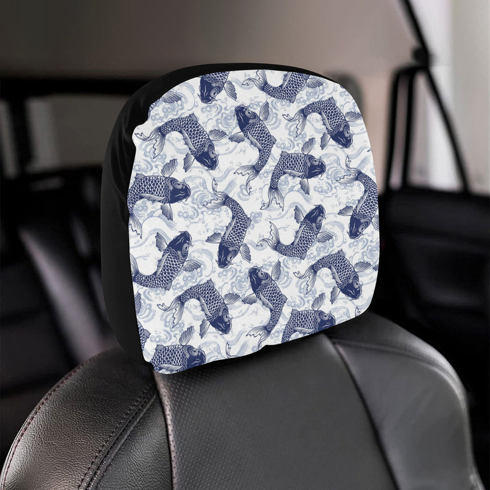 Koi Fish Carp Fish Pattern Car Headrest Cover