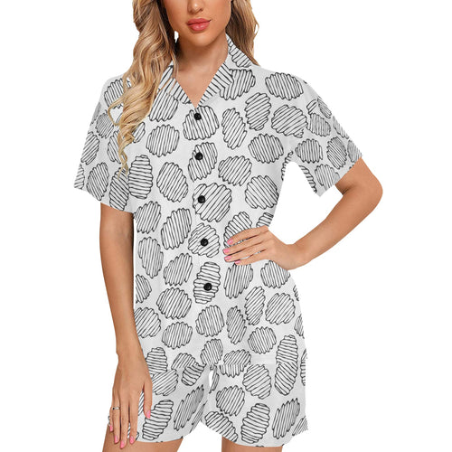 Potato Chips Pattern Print Design 03 Women's V-Neck Short Pajama Set