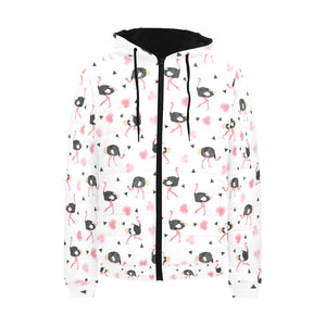 Ostrich Pattern Print Design 03 Men's Padded Hooded Jacket(ModelH42)