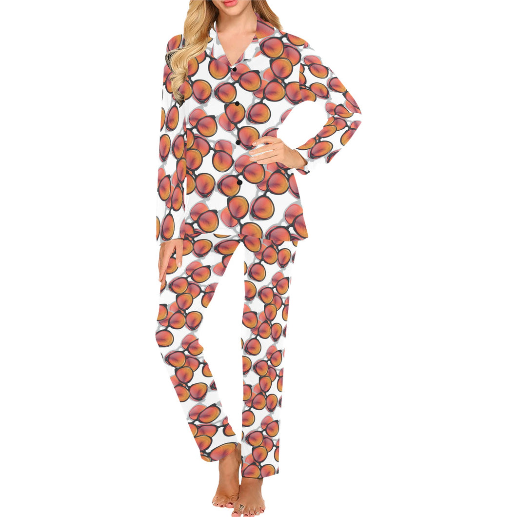 Sun Glasses Pattern Print Design 01 Women's Long Pajama Set