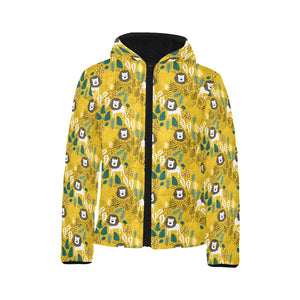 Lion Pattern Print Design 01 Kids' Boys' Girls' Padded Hooded Jacket