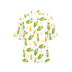 Corn Pattern Print Design 01 Women's All Over Print Hawaiian Shirt