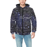 Math Pattern Print Design 02 Men's Padded Hooded Jacket(ModelH42)