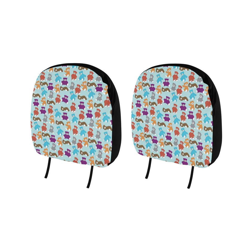 Teddy Bear Pattern Print Design 03 Car Headrest Cover