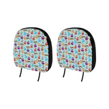 Teddy Bear Pattern Print Design 03 Car Headrest Cover