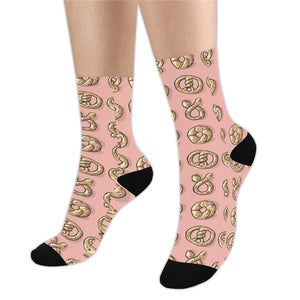 Pretzels Pattern Print Design 04 Crew Socks