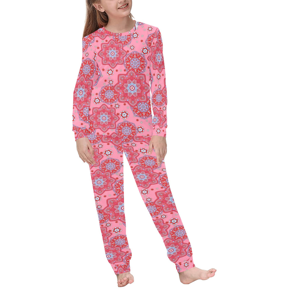 Indian Pink Pattern Kids' Boys' Girls' All Over Print Pajama Set