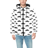 Mustache Beard Pattern Print Design 05 Men's Padded Hooded Jacket(ModelH42)