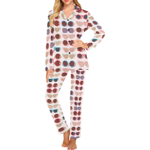 Sun Glasses Pattern Print Design 04 Women's Long Pajama Set
