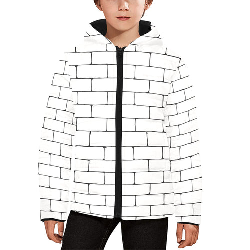 Brick Printed Pattern Print Design 02 Kids' Boys' Girls' Padded Hooded Jacket