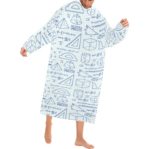 Math Pattern Print Design 03 Blanket Robe with Sleeves