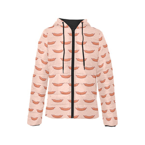 Sausage Pattern Print Design 01 Women's Padded Hooded Jacket