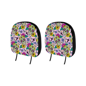 Colorful Suger Skull Pattern Car Headrest Cover