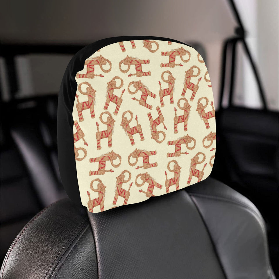 Yule Goat or Christmas goat Pattern Car Headrest Cover