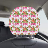 Flamingo Pink Hibiscus Pattern Car Headrest Cover