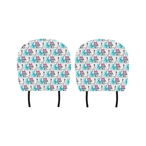 Sailboat Pattern Car Headrest Cover