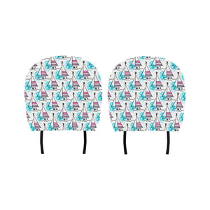 Sailboat Pattern Car Headrest Cover