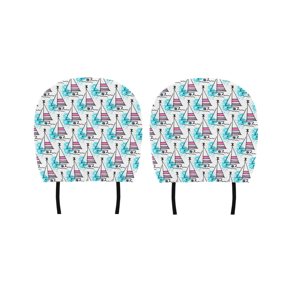 Sailboat Pattern Car Headrest Cover