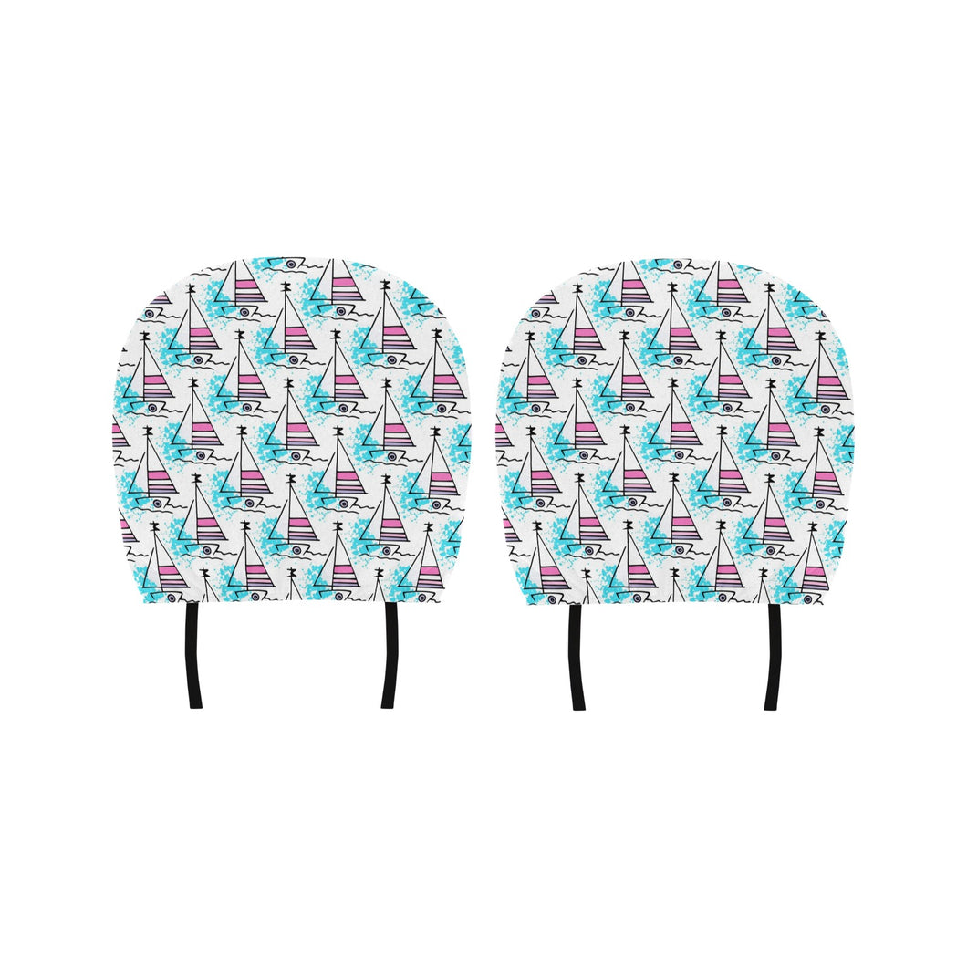 Sailboat Pattern Car Headrest Cover