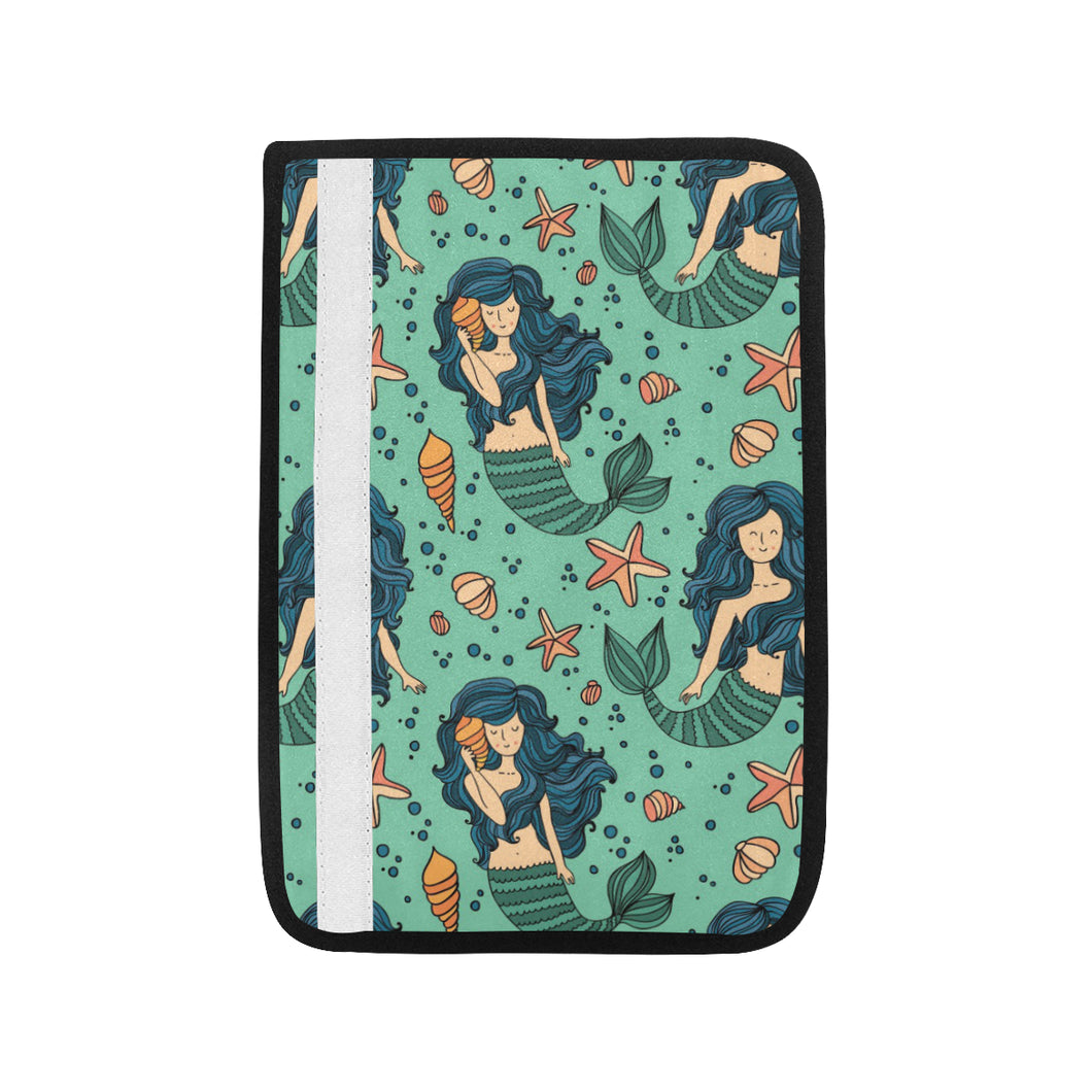 Mermaid Pattern Green Background Car Seat Belt Cover