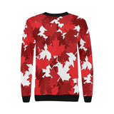 Canadian Maple Leaves Pattern Women's Crew Neck Sweatshirt