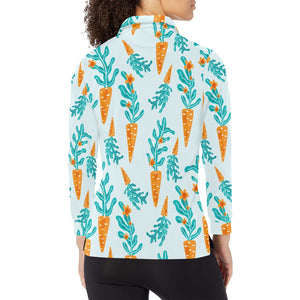 Carrot Pattern Print Design 03 Women's Long Sleeve Polo Shirt